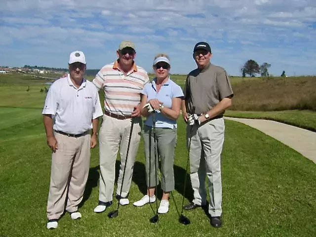 Michelle Witts-Hewinson pictured in 2007 with Deon and Johnny Giles, and Deon van Rensburg