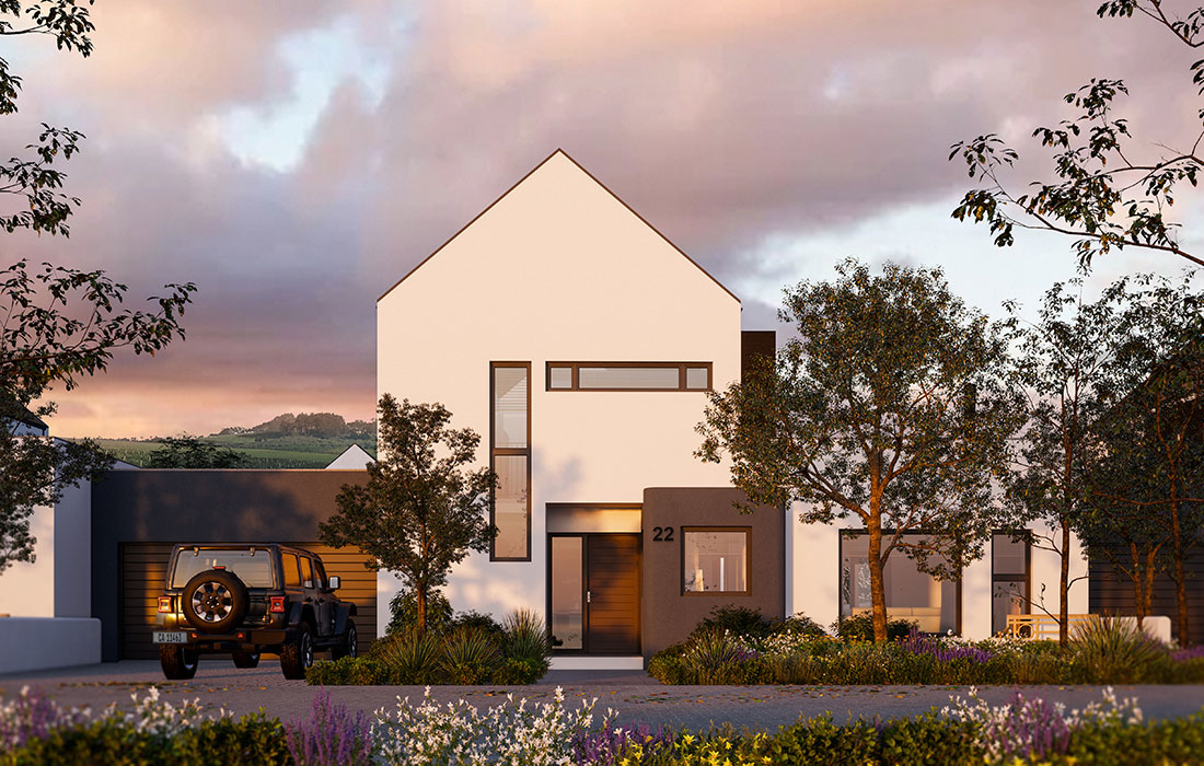 Newinbosch Lifestyle Estate, a sustainably designed neighbourhood estate nestled amongst picturesque vineyards.